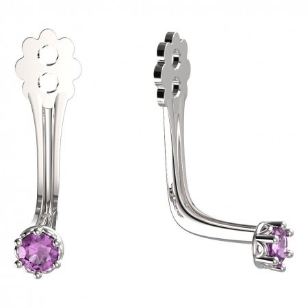 BeKid Gold earrings components 2 - Metal: White gold 585, Stone: Pink cubic zircon