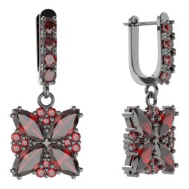 BG solitérní náušnice 408-96 Stříbro 925 - ruthenium (30-90dní) Granát