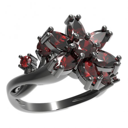 BG prsten ve tvaru hvězdym 520-P - Kov: Stříbro 925 - rhodium, Kámen: Granát