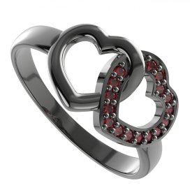 BG granátový prsten 1461 Stříbro 925 - ruthenium (30-90dní) Granát