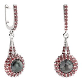 BG náušnice s přírodní perlou 540-G91 Stříbro 925 - rhodium Granát a tahiti perla