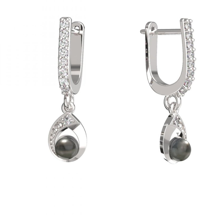 BeKid dětské náušnice 1242 s černou perlou Bílé zlato - 585 Diamant
