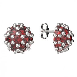 BG zlaté náušnice 992 Bílé zlato - 585 Červený kubický zirkon