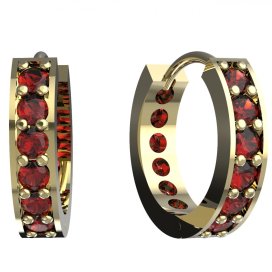 BG zlaté náušnice 807 Žluté zlato - 585 Červený kubický zirkon