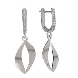 BG zlaté náušnice se zirkonem nebo diamantem 1408 Bílé zlato - 585 Bílý kubický zirkon