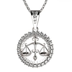 BG zlatý diamantový přívěšek Váhy 045 Bílé zlato - 585 Diamant lab-grown