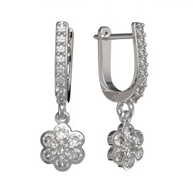 BG zlaté náušnice 866 Bílé zlato - 585 Bílý kubický zirkon