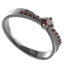 BG granátový, vltavínový  prstýnek 1450 Stříbro 925 - ruthenium (30-90dní) Granát