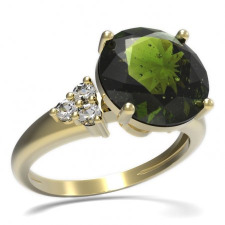 BG prsten s kulatým kamenem 475-U - Kov: Stříbro 925 - rhodium, Kámen: Vltavín a granát