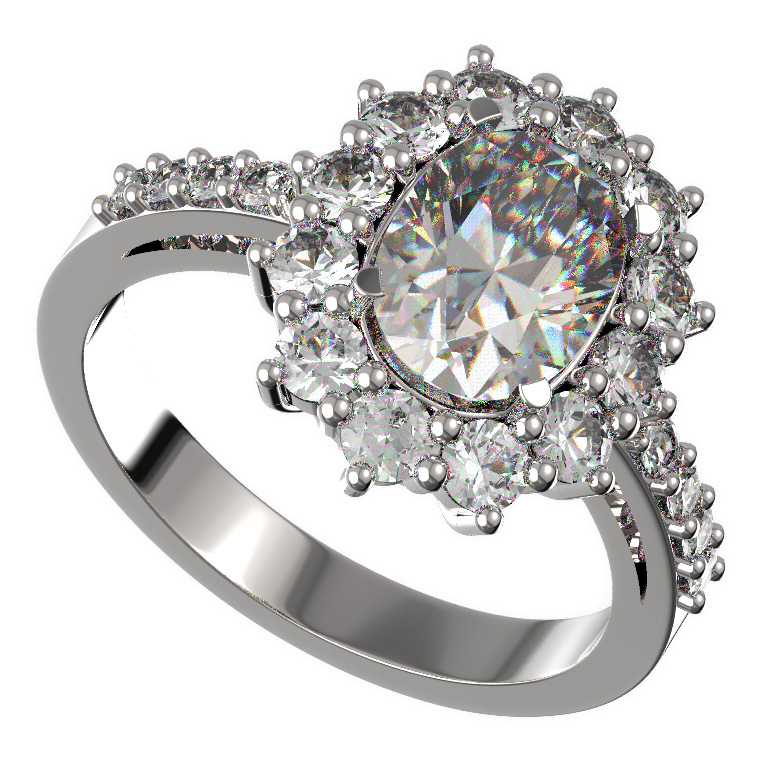 BG zlatý diamantový prstýnek 972 Bílé zlato - 585 Diamant lab-grown