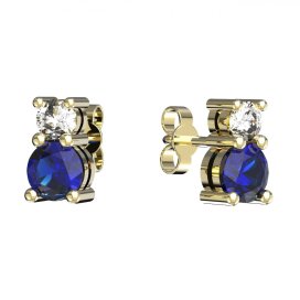 BG zlaté náušnice 746 Žluté zlato - 585 Tmavě modrý kubický zirkon