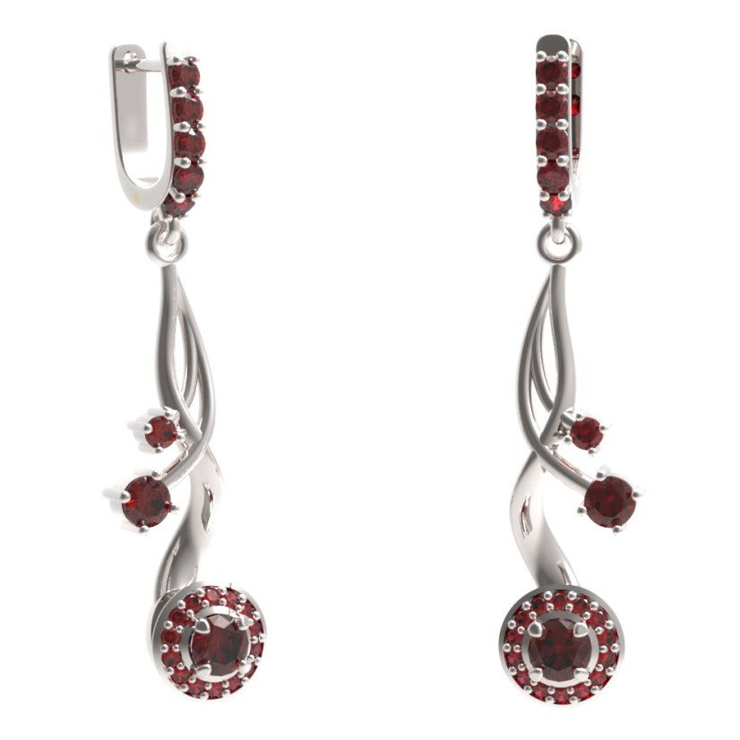 BG náušnice kruhového tvaru 541-P93 Stříbro 925 - rhodium Granát