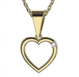 BG zlatý diamantový přívěšek srdíčko 1260 Žluté zlato - 585 Diamant lab-grown