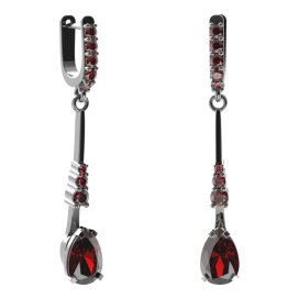 BG náušnice s centrálním kapkovitým kamenem 494-B93 Stříbro 925 - ruthenium (30-90dní) Granát