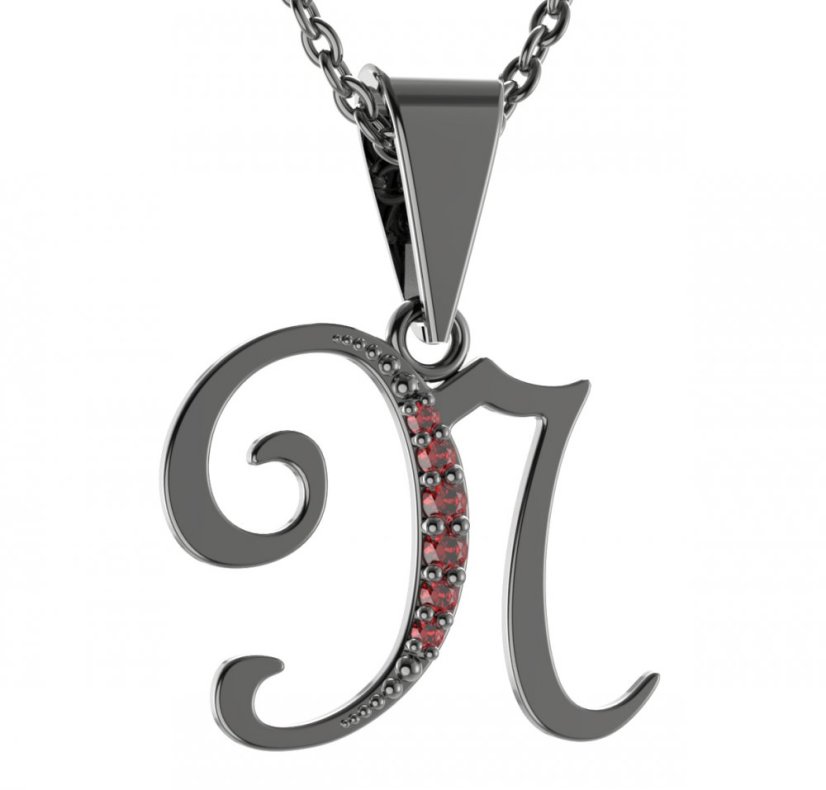 Stříbrný přívěsek s českým granátem, ruthenium – 1223