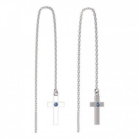 BeKid, Gold kids earrings -1104 - Switching on: Chain 9 cm, Metal: White gold 585, Stone: Light blue cubic zircon