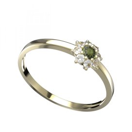 BG vltavínový prsten 886C Žluté zlato - 585 Vltavín a diamant