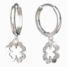 BG zlaté náušnice čtyřlístek 1171 Bílé zlato - 585 Diamant