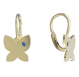 BeKid dětské náušnice motýlek 843 Žluté zlato - 585 Tmavě modrý kubický zirkon