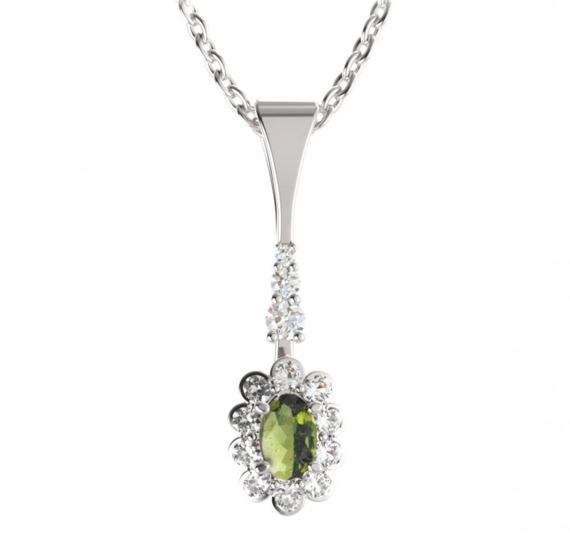 BG přívěs s centrálním oválným kamenem 517-B Stříbro 925 - rhodium Granát