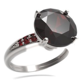BG prsten kulatý kámen 475-J Stříbro 925 - rhodium Granát