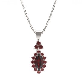BG přívěs s centrálním oválným kamenem 504-87 Stříbro 925 - rhodium Granát