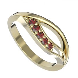 BG prsten přírodní broušený granát 462 Stříbro 925 - pozlacené Granát