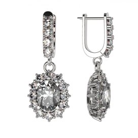 BG zlaté náušnice 972 Bílé zlato - 585 Bílý kubický zirkon