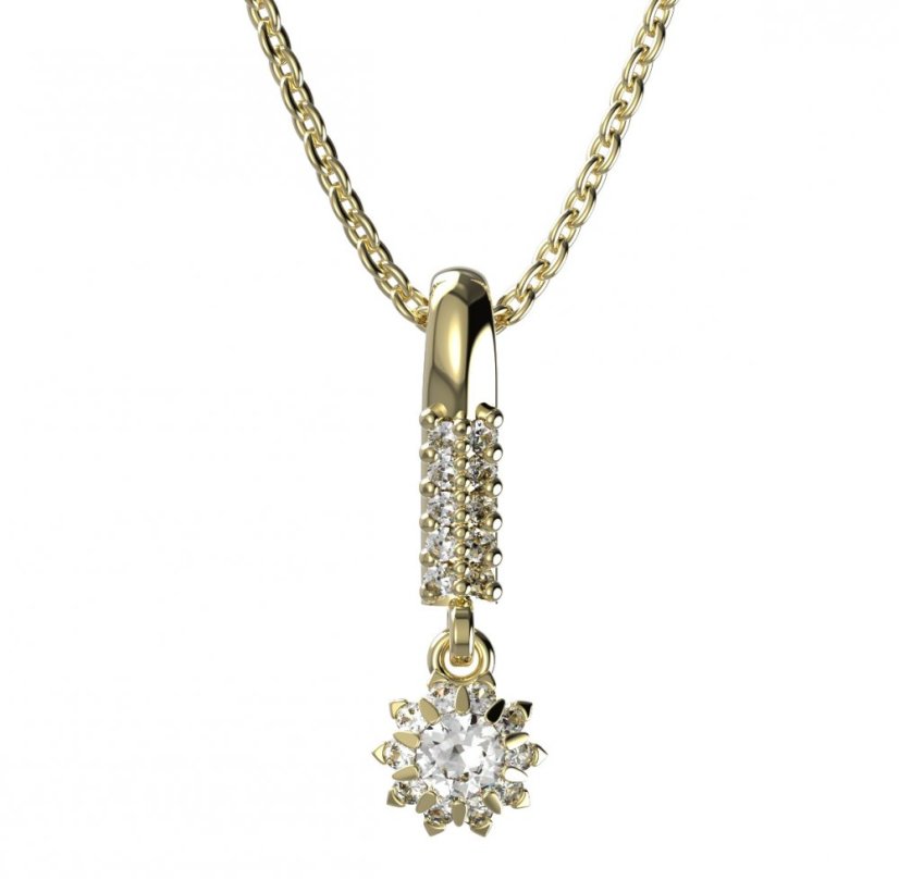 BG zlatý diamantový přívěšek  987 Žluté zlato - 585 Diamant lab-grown