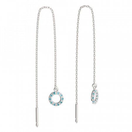BeKid, Gold kids earrings -836 - Switching on: Chain 9 cm, Metal: White gold 585, Stone: Light blue cubic zircon