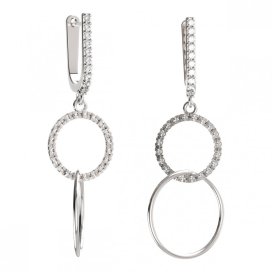 BG zlaté náušnice 116392 Bílé zlato - 585 Bílý kubický zirkon