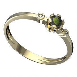BG vltavínový prsten 869L Žluté zlato - 585 Vltavín a diamant