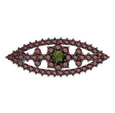 BG brož 004 Stříbro 925 - ruthenium (30-90dní) Vltavín a granát