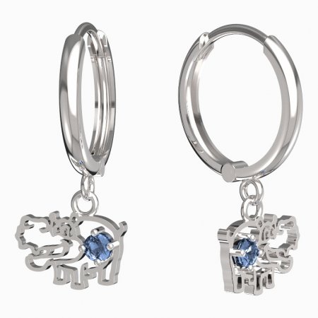 BeKid, Gold kids earrings -1188 - Switching on: Circles 15 mm, Metal: White gold 585, Stone: Light blue cubic zircon
