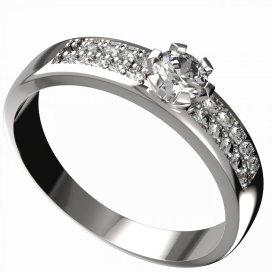 BG zlatý diamantový prstýnek 556 F Bílé zlato - 585 Diamant lab-grown