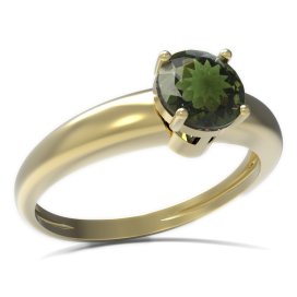 BG prsten s kulatým kamenem 473-I Stříbro 925 - pozlacené Vltavín