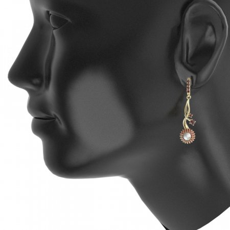 BG earring pearl 540-P93 - Metal: Silver 925 - rhodium, Stone: Garnet and pearl