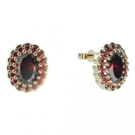 BG earring oval -  435 - Metal: Silver 925 - rhodium, Stone: Garnet
