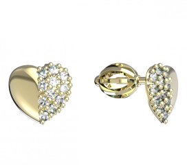 BG zlaté náušnice srdíčko 865 Žluté zlato - 585 Diamant