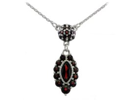 BG náhrdelník s granátem  957 Stříbro 925 - rhodium Granát