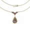 BG necklace 992 - Metal: White gold 585, Stone: Moldavit and garnet