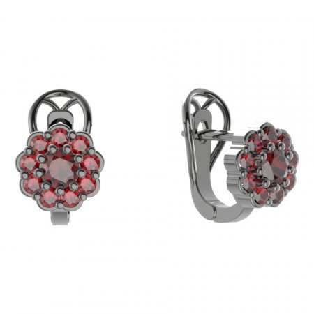 BG  earring 453-R7 circular - Metal: Silver 925 - rhodium, Stone: Garnet