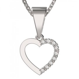 BG zlatý diamantový přívěšek srdíčko 1251 Bílé zlato - 585 Diamant lab-grown