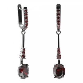 BG náušnice s centrálním oválným kamenem 493-B94 Stříbro 925 - ruthenium (30-90dní) Granát