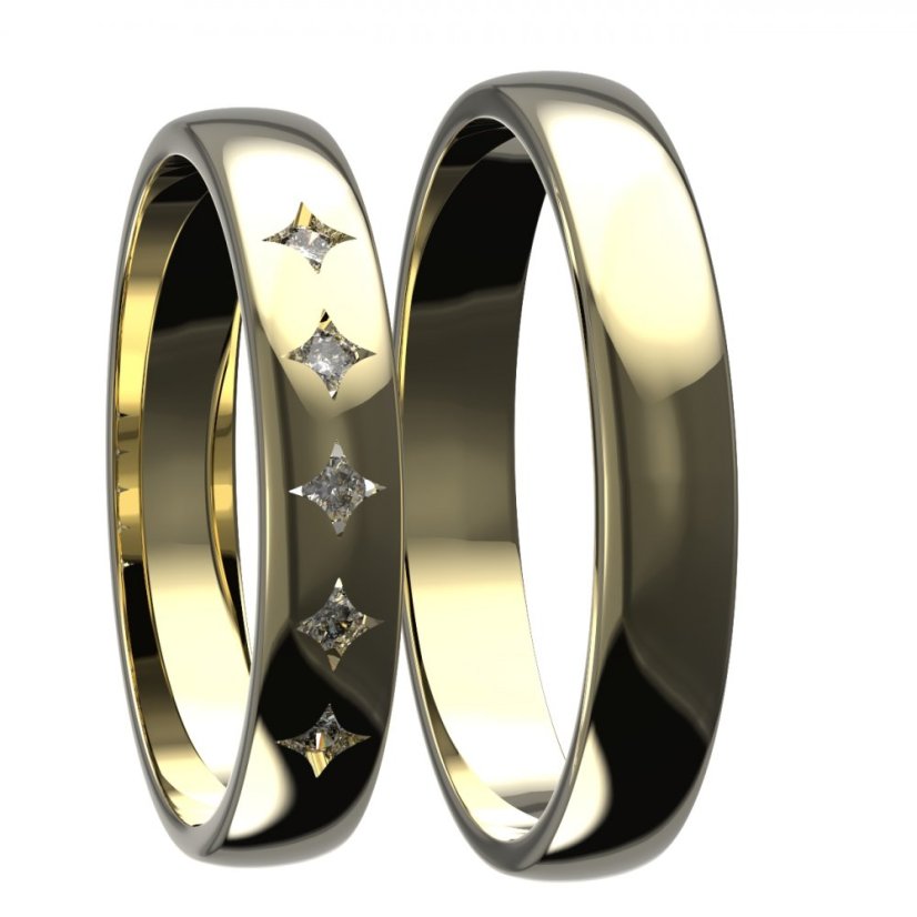 BG zlatý snubní prsten SN09 Dámský Žluté zlato - 585 Diamant