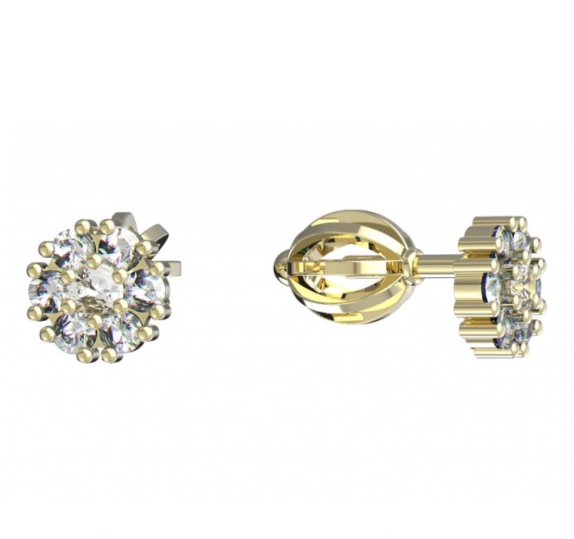 BG zlaté náušnice kytička 774 Bílé zlato - 585 Diamant