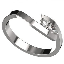 BG zlatý prstýnek 1144 /zásnubní-snubní/ Bílé zlato - 585 Bílý kubický zirkon