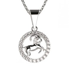 BG zlatý diamantový přívěšek Kozoroh 052 Bílé zlato - 585 Diamant lab-grown