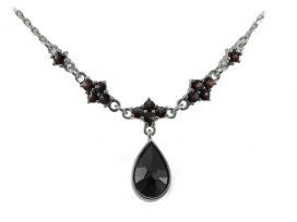 BG náhrdelník osázený kameny:granát  523 Stříbro 925 - rhodium Granát
