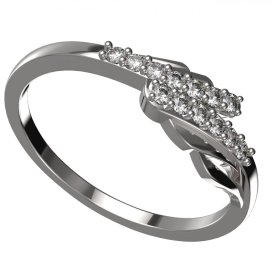 BG zlatý prstýnek 1434 /zásnubní-snubní/ Bílé zlato - 585 Bílý kubický zirkon